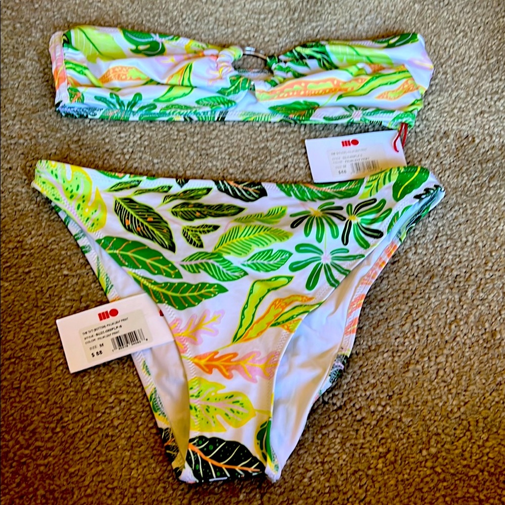 SOLID & STRIPED Palm Leaf Print Bikini Bottom